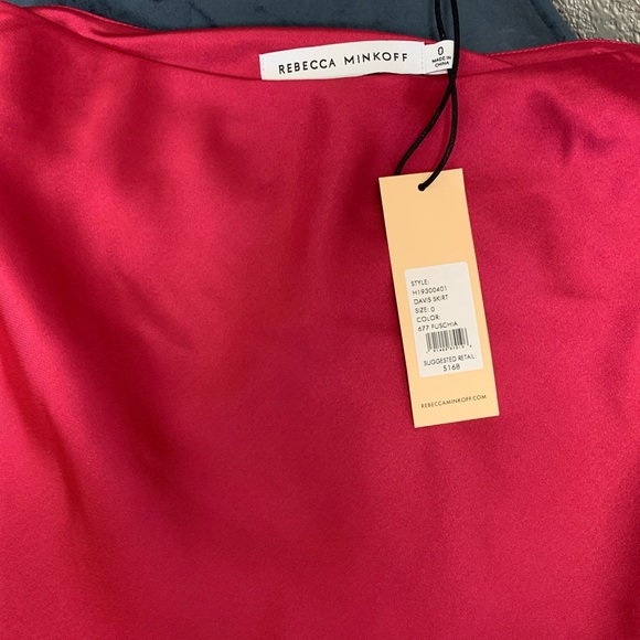 Rebecca Minkoff pink satin skirt